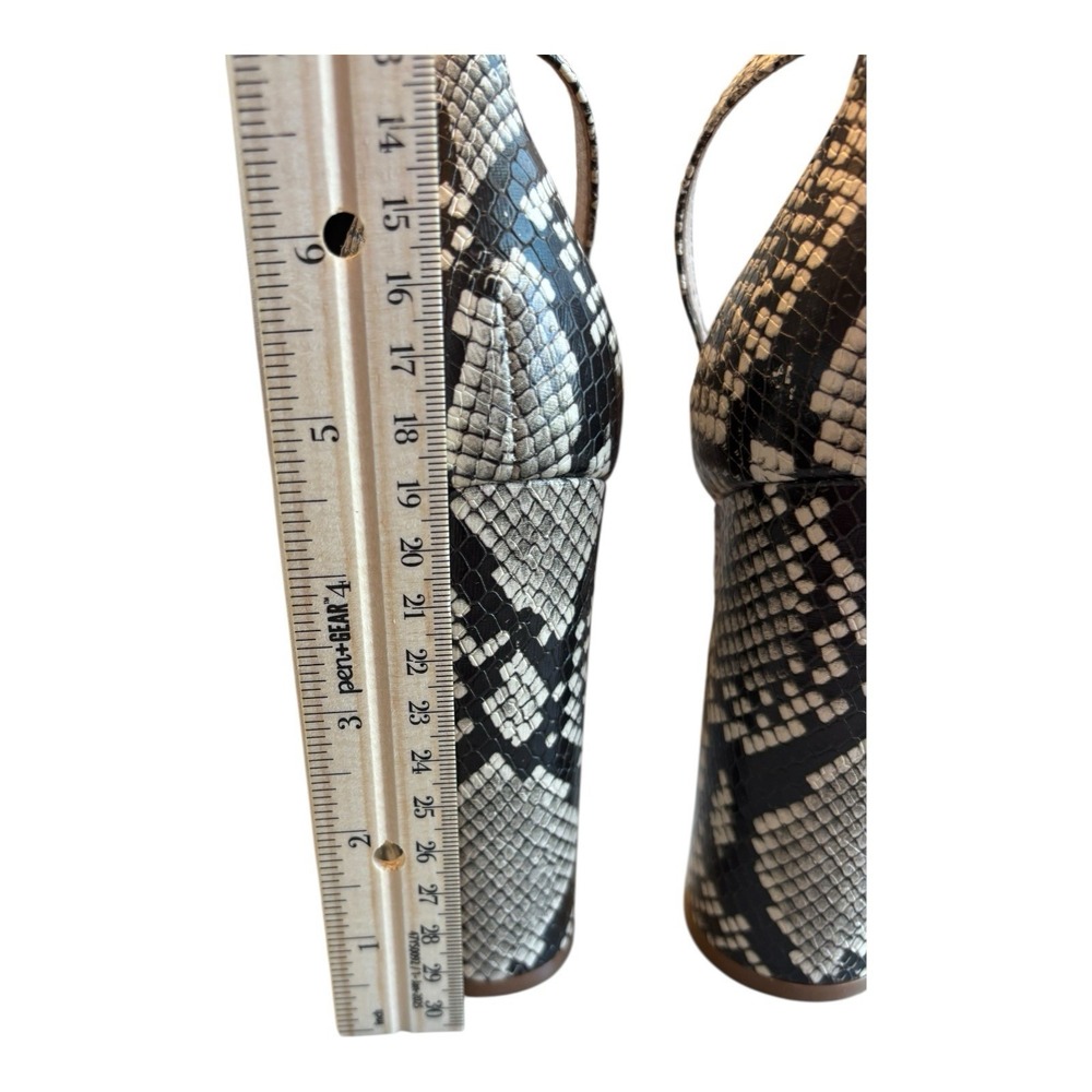 Aldo Pumps Womens 6‎ Black White Snakeskin Block Heels Round Toe Ankle Strap - Picture 7 of 12